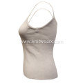 Lady's Knitted V Neck Strap Ribbed Vest